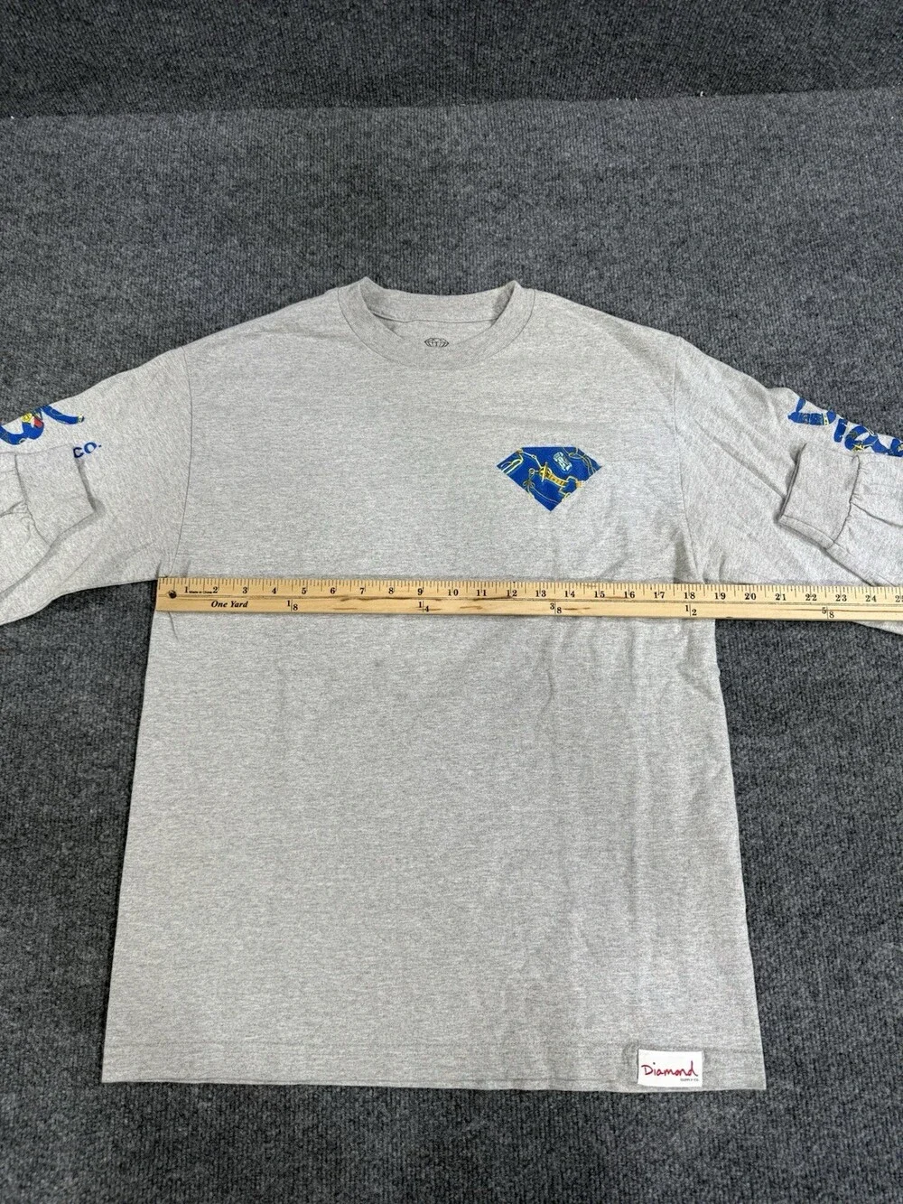 Diamond Supply Co Long Sleeve T Shirt Mens M Gray Nautical Graphic Made USA